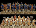 X Large Crusaders Chess Set – Hand-Painted Knights & Handmade Walnut Wooden Board 16.5” Luxury Gift - World Gifts