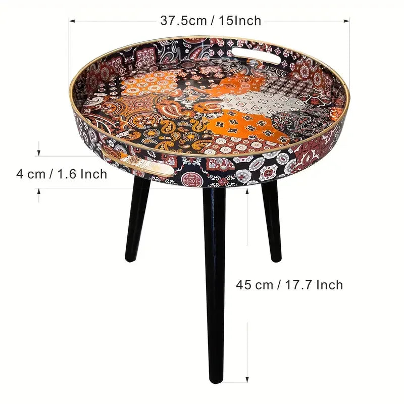 Boho-Chic Blue Coffee Table with Tray - World Gifts